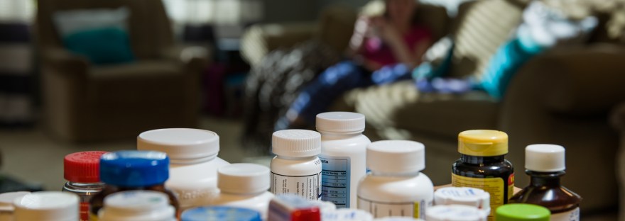 Medication bottles on a table